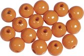 Houten kralen - Oranje - 8 mm - 82 stuks - gepolijst