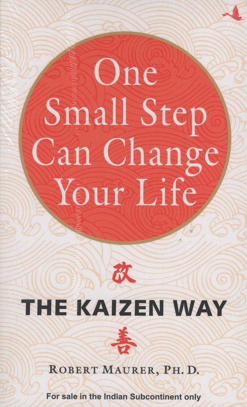 Boekomslag met rode cirkel met tekst 'One Small Step Can Change Your Life'. Daaronder 'THE KAIZEN WAY'.