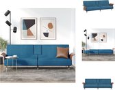 vidaXL Slaapbank Fluwelen Bank - Verstelbare Rugleuning - Comfortabele Zitplaats - Inklapbare Theetafel - Stevig en stabiel frame - Metalen voetjes - Blauw - 224 x 89 x 70 cm - Bank