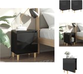 vidaXL Scandinavische bedkastjes - 40x30x50 cm - hoogglans zwart - Kast