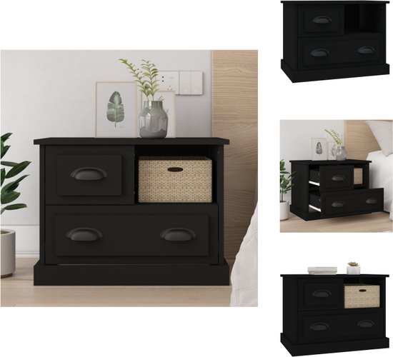 vidaXL Nachtkastje 2 pcs Zwart eiken Bewerkt hout