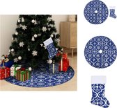 vidaXL Jupe de sapin de Noël - Blauw - 90 cm - Avec motif de neige - Comprend une chaussette de Noël - Jupe de sapin de Noël