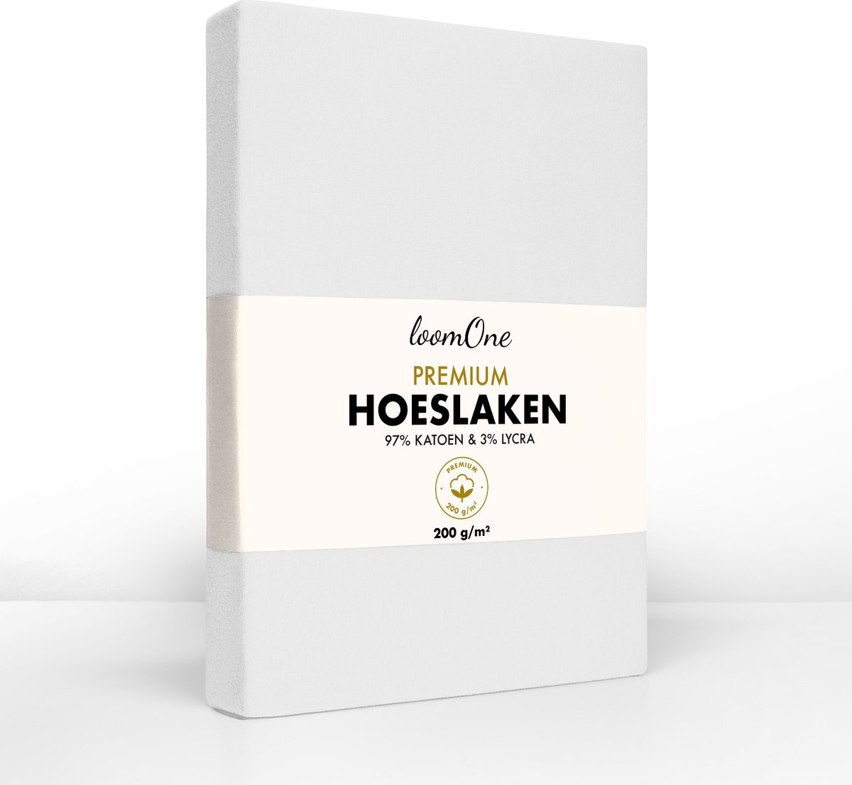 Loom One Premium Hoeslaken – 97% Jersey Katoen / 3% Lycra – 90x200 cm – tot 25cm matrasdikte– 200 g/m² – voor Boxspring-Waterbed - Wit