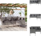 vidaXL L-vormige loungebank - grijs - 161.5 x 113 x 80 cm - weerbestendig PE-rattan - Loungebank