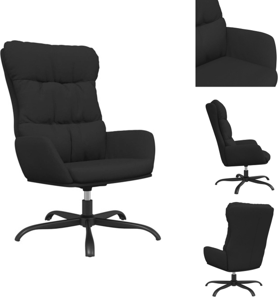 VidaXL Relaxstoel 360° Draaibaar Zwart 70x77x98 cm Metalen Frame Fauteuil