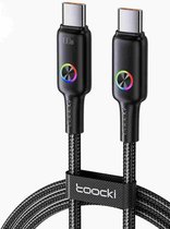 Toocki Câble de chargement USB USB C vers USB C - Indicateur coloré - Chargeur pour ordinateur portable - Transfert de fichiers 480 Mo/s - 100 W - Puce de Marker électronique sécurisée - 6 fils internes - 1 mètre - Zwart