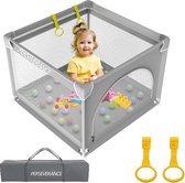 Baby Playpen 90 cm, Small Baby Playpen with Safety Door, with Breathable Mesh, Non-Slip Playpen, Baby Playpen, Foldable, Stable Safety Playground Indoor and Outdoor Baby Playpen