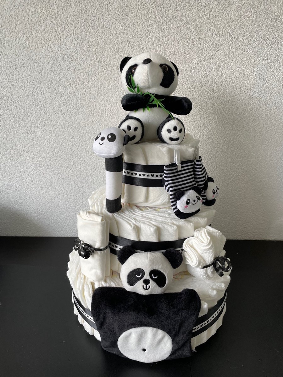 Image of 3-Laags Neutrale Luiertaart Panda Beer