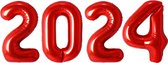 Ballon Cijfer 2024 Oud En Nieuw Versiering Nieuw Jaar Feest Artikelen Rode Happy New Year Ballonnen Rood – XL Formaat