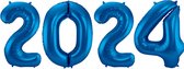 Ballon Cijfer 2024 Oud En Nieuw Versiering Nieuw Jaar Feest Artikelen Blauwe Happy New Year Ballonnen Blauw – 36 cm