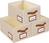 Pack of 3 Fabric Storage Boxes, Foldable Storage Box Organiser with Handle, Large Storage Basket, Organiser Boxes for Wardrobe, Clothes, Books, Toys (38 x 26 x 20 cm, Beige)