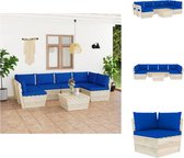vidaXL Pallet Tuinset - Houten loungeset - 7-delig - Blauw kussen - Geïmpregneerd vurenhout - Modulair ontwerp - Tuinset