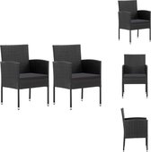 vidaXL Buitenstoelen - poly rattan - zwart - 52 x 56 x 88 cm - waterbestendig - PE-rattan - Tuinstoel