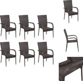 vidaXL Chaises Poly rotin - 55,5 x 53,5 x 95 cm - Empilable - Marron - Chaise de jardin