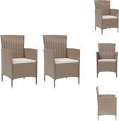 vidaXL Chaise de jardin - Rotin PE - Poly Beige - 61 x 60 x 88 cm - Comprenant 2 x chaise - 2 x coussin d'assise - vidaXL - Chaise de jardin