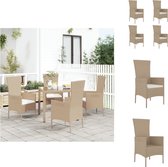 vidaXL Tuinstoelen - PE-rattan - Stalen frame - Comfortabele zitkussens - Armleuningen van massief acaciahout - Beige - Set van 4 - Tuinstoel