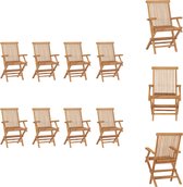 vidaXL Teakhouten Tuinstoelenset - 8 stoelen - 56 x 62 x 90 cm - Inklapbaar - Tuinstoel