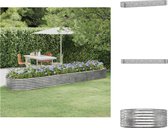 vidaXL Ovale plantenbak - Gepoedercoat staal - 396 x 100 x 36 cm - Zilver - Bloempot