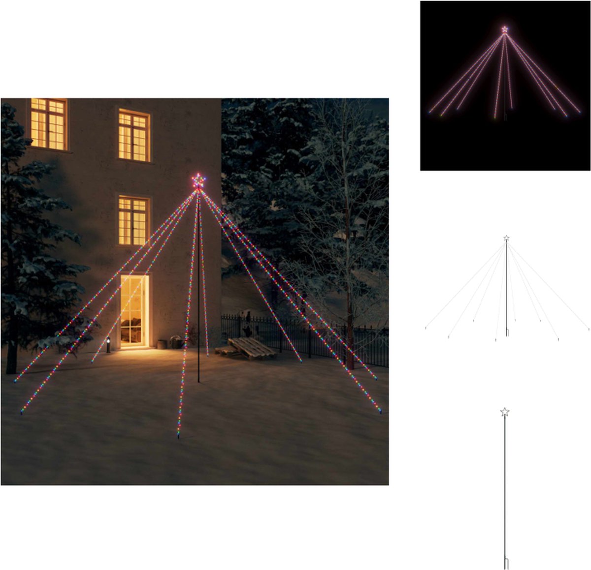 vidaXL Kerstboomverlichting - Watervalontwerp - 800 LEDs - Meerkleurig - 5m hoogte - IP44 - Decoratieve kerstboom
