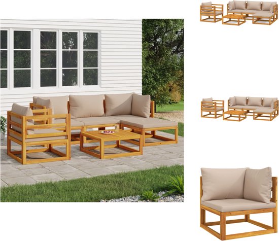 vidaXL Tuinset - Acaciahout - Modulair - 5-delig - Taupe kussen - 68x68x29 cm - 150 kg draagvermogen - Tuinset