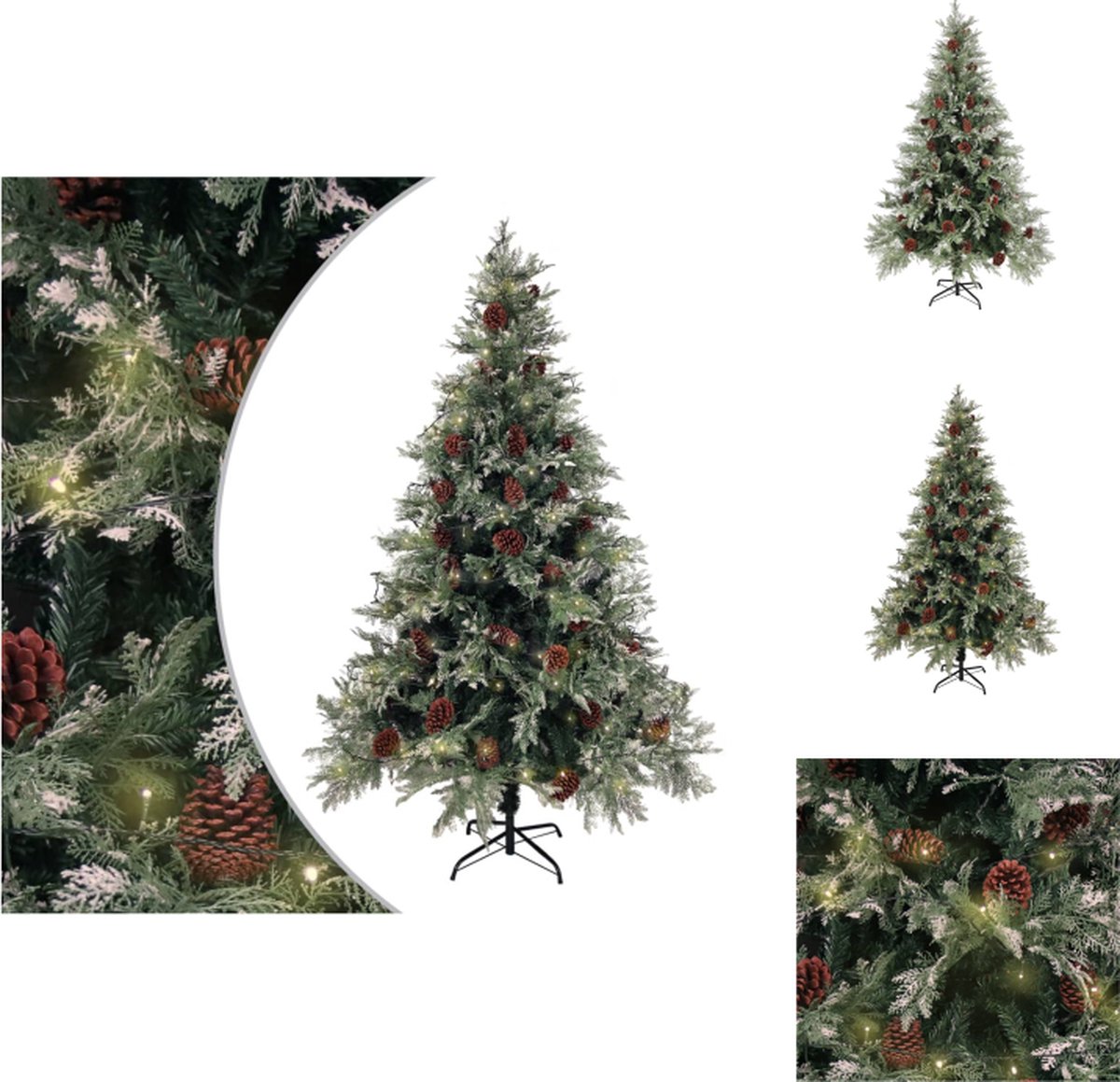 vidaXL Scharnierende Kerstboom Groen/Wit 120cm - PVC/PE - Met 150 LEDs - Decoratieve kerstboom