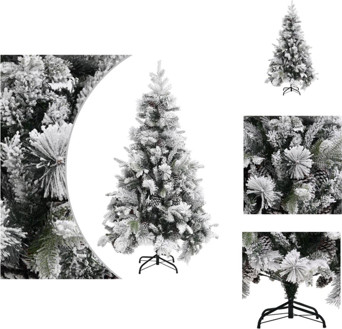 vidaXL Kerstboom Scharnierend - PVC/PE - 195 cm - Groen/Wit - Decoratieve kerstboom