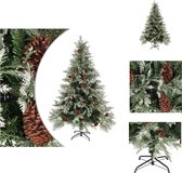 vidaXL Kerstboom - Scharnierend - 150 cm hoog - Groen en wit - PVC/PE/staal - Ø90 cm - 327 PVC/164 PE uiteinden - 30 dennenappels - Eenvoudige montage - Inclusief standaard - vidaXL - Decoratieve kerstboom