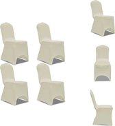 vidaXL Stoelhoes - Stretchstof - Geschikt voor stoelen tot 100 cm - 10% Spandex - Set van 4 - Crème - Tuinmeubelhoes