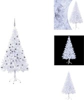vidaXL Kunstkerstboom - 150 cm - wit - 380 takken - met LED-verlichting - Decoratieve kerstboom