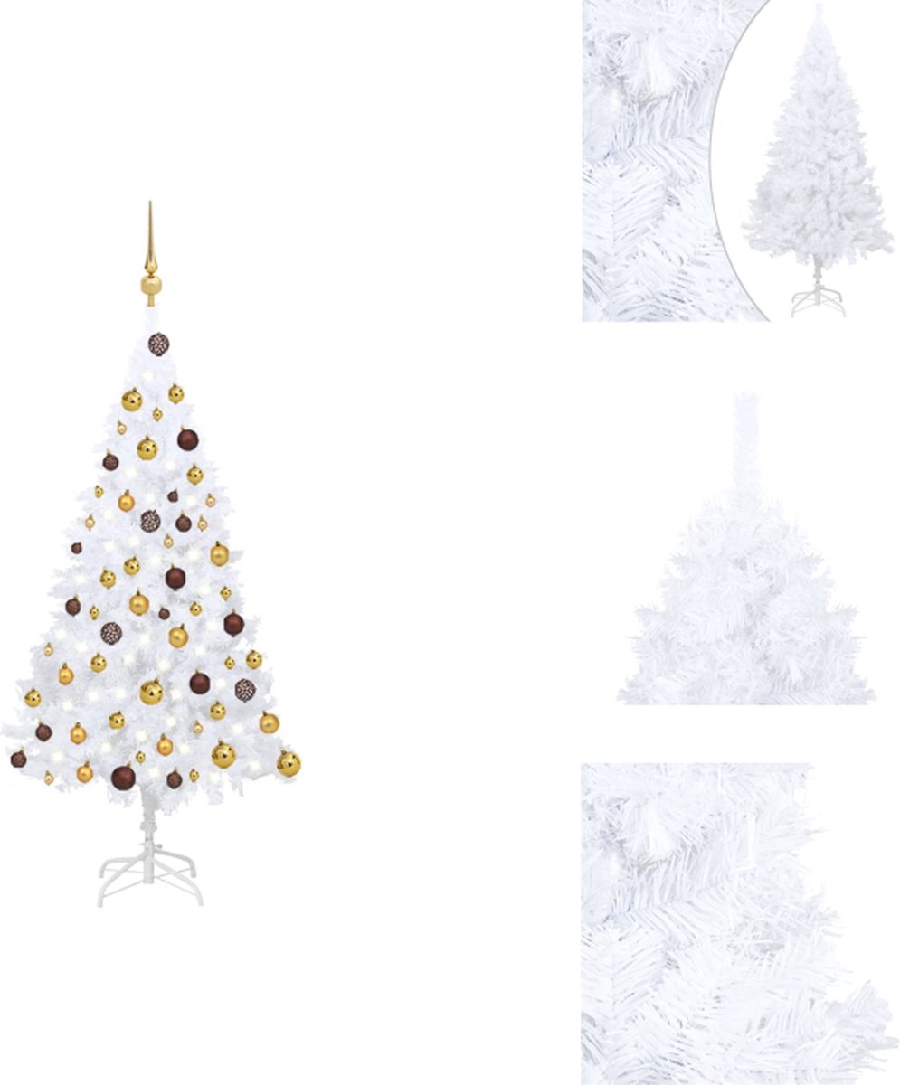 vidaXL Kunstkerstboom - Wit - 120 cm - Extra dikke takken - Decoratieve kerstboom
