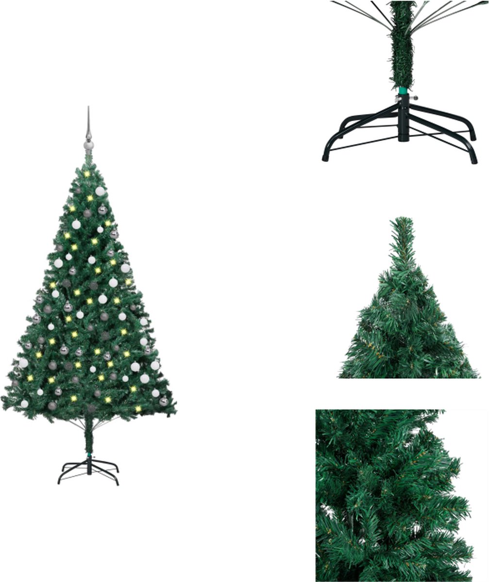 vidaXL Kunstkerstboom PRO - 150 cm - Groen - PVC - Met 150 LEDs - Met USB-aansluiting - Decoratieve kerstboom