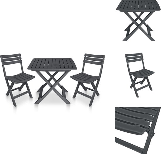 VidaXL Bistroset Kunststof 79 X 72 X 70 Cm Antraciet Vidaxl bistroset kunststof 79 x 72 x 70 cm antraciet