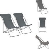 vidaXL Strandstoelen - Grijs - 75 x 57 x 99 cm - Inklapbaar - 2 stuks - Tuinstoel