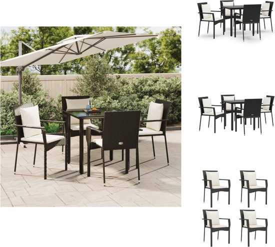 GARDEN PLACE Diningset Helsinki aluminium/touw zwart 5-delig kopen