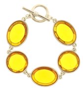 Bracelet Behave couleur argent avec grosses pierres orange 20 cm