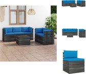 vidaXL Pallet Lounge - Tuinmeubelset - Grenenhout - Lichtblauw kussen - 60x65x71.5cm - Montage vereist - Tuinset