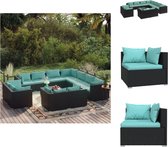 vidaXL Poly Rattan loungeset - zwart - 12-delig - Tuinset