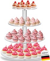 4 etages taartstandaard, cupcakestandaard met 4 mm dik acryl, macaronstandaard, herbruikbaar, bruidstaartstandaard, muffinstandaard voor verjaardag, middagthee (15, 19, 23, 26 cm