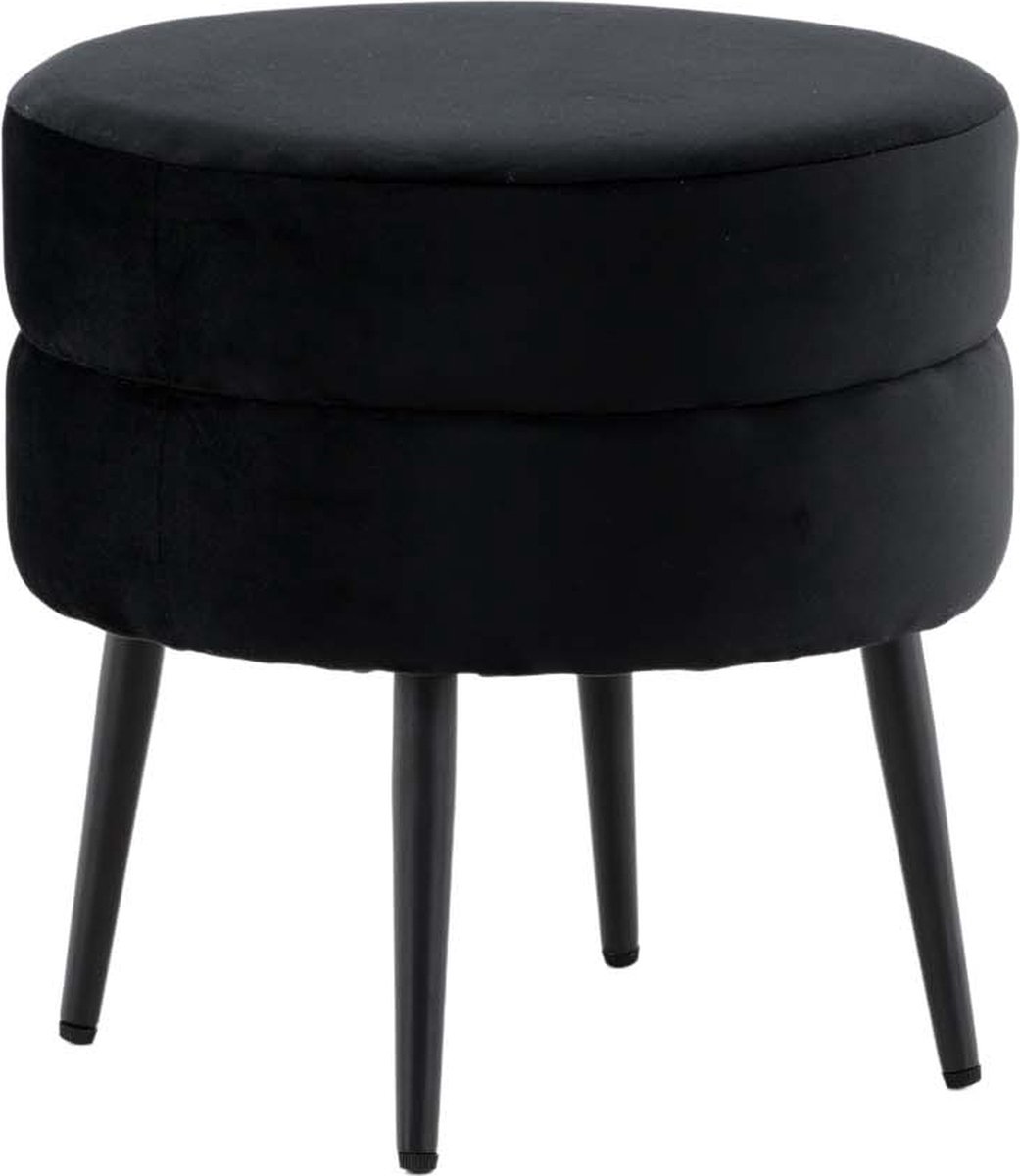 Pot poef Ø40cm velours zwart.