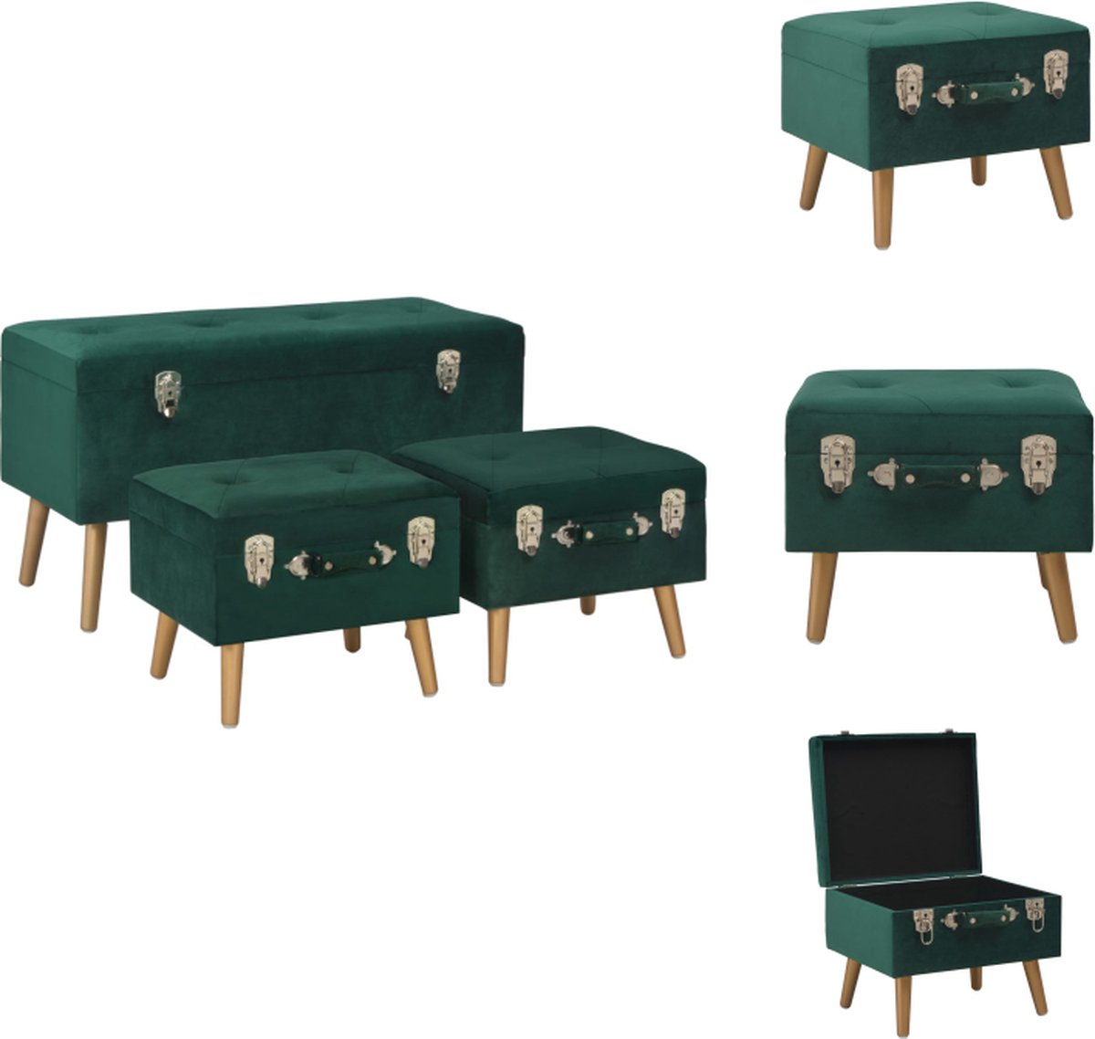 Hocker Cozy Velvet Smaragdgroen 80cm Fluweel / Ventura Design - Ventura Design