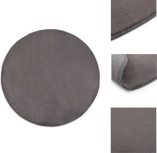 vidaXL Shaggy donkergrijs kunstkonijnenbont vloerkleed - 80 cm - Luxueus en comfortabel - Vloerkleed