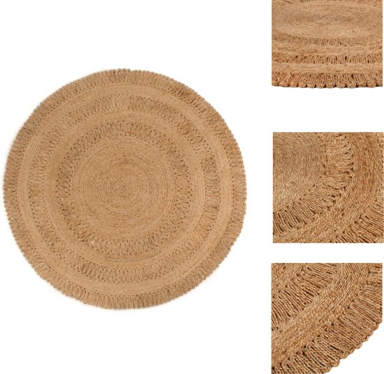 vidaXL Vloerkleed handgemaakt met print polkadot 150 cm jute