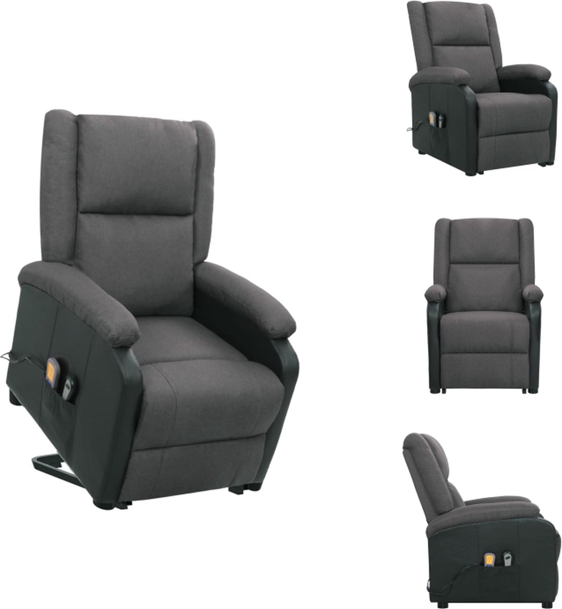 VidaXL Sta-op-Massagestoel Donkergrijs Verstelbaar 70 x 89 x 103.5 cm Massage 6-punts trillingsmassage Fauteuil