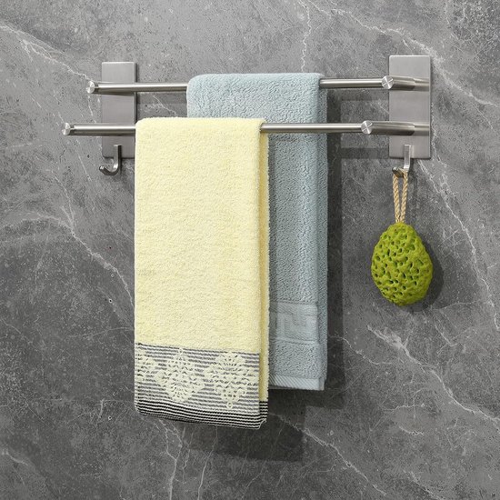 Foto: Handdoekrek voor badkamer multifunctionele wandhouder geschikt voor badhanddoeken en gastendoeken makkelijk te installeren ruimtebesparend