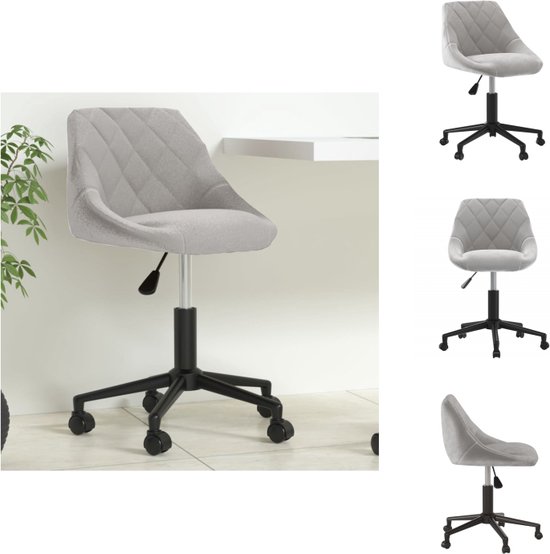 vidaXL Mobilier de bureau - Chaise de bureau pivotante - 46x44x(67,5-79) cm - Velours gris clair - Chaise de bureau