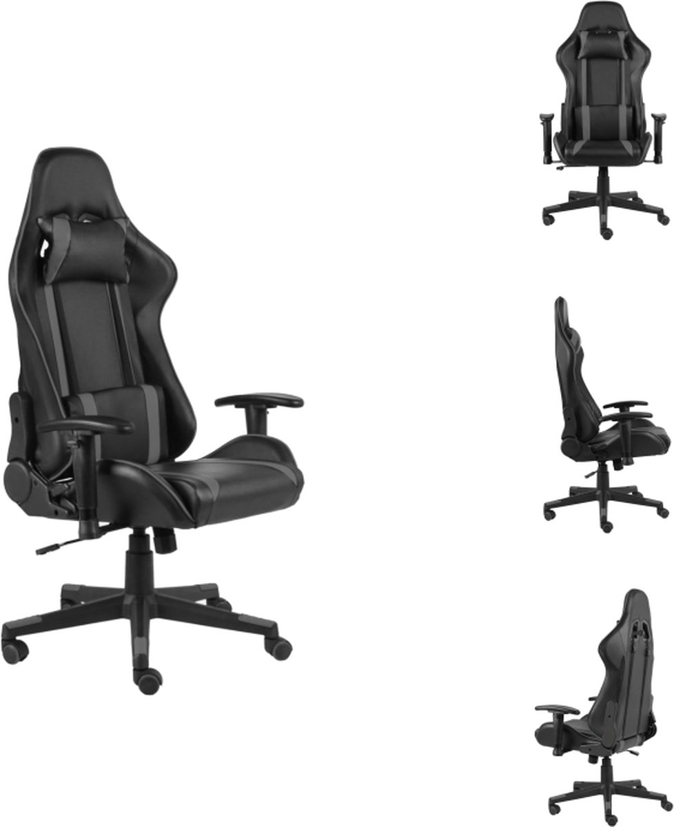 vidaXL Gamingstoel - Luxe - Hoge rugleuning - Ergonomisch - Verstelbaar - Wieltjes - Zwart/grijs - Metaal/PVC - 68x69x(123-133)cm - Bureaustoel