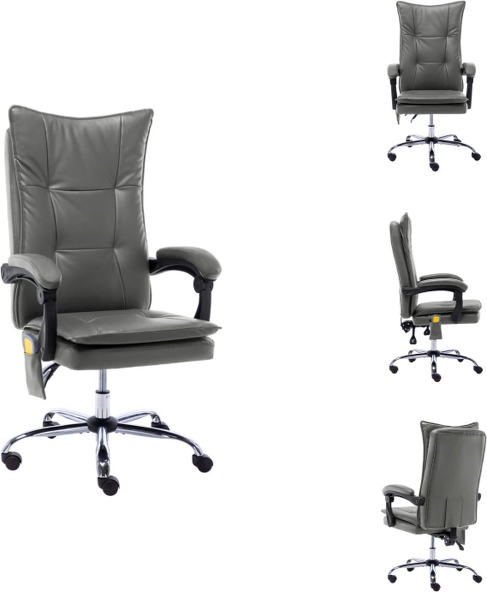 vidaXL Ergonomische kantoorstoel - Antraciet - 64 x 68 x (113 - 120) cm - Massage- en verwarmingsfunctie - Bureaustoel