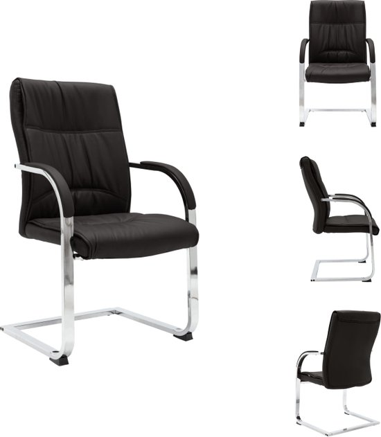 vidaXL Zwevende kantoorstoel - Zwart - Kunstleer - 58x67.5x102cm - Met armleuning - Bureaustoel