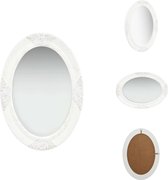 vidaXL Wandspiegel Barok - 50 x 70 cm - Ovaal - Wit - Hout en glas - Spiegel