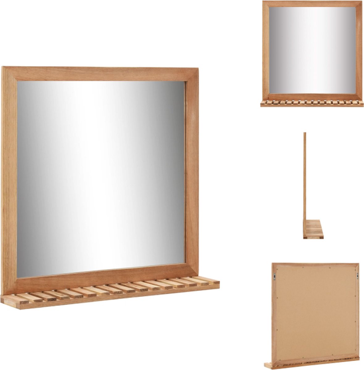 VidaXL Badkamerspiegel Walnoothout Naturel 60x12x62 cm Spiegel